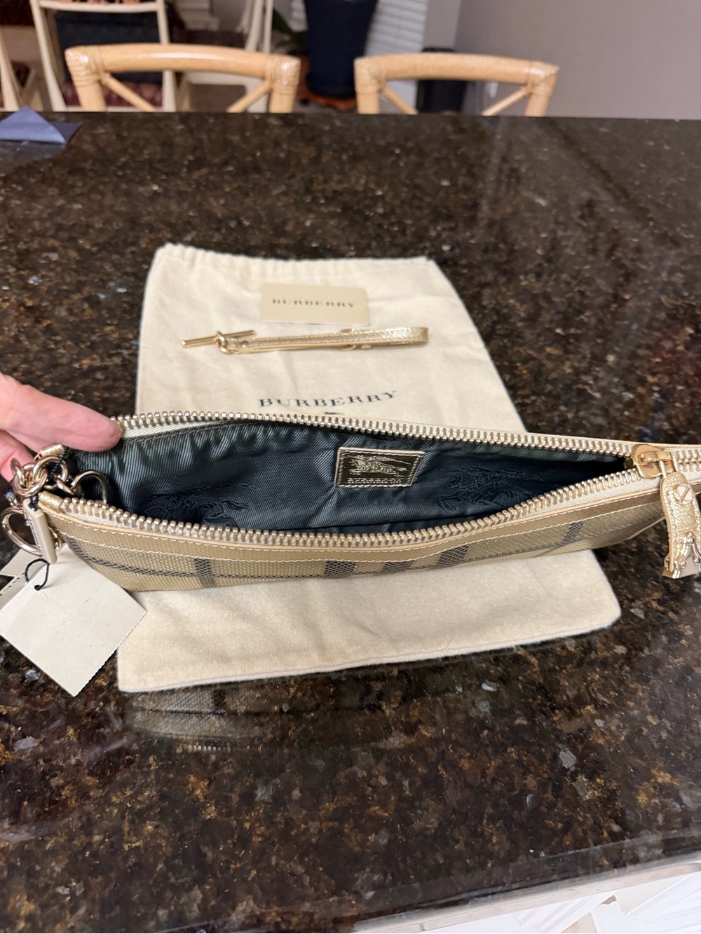 Burberry Tan Plaid Wristlet with Gold Hardware - Picture 5 of 7